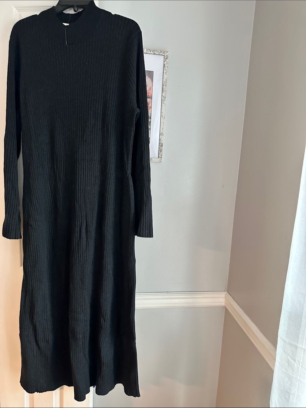 A new day Black Ribbed Long Sleeve Midi Dress - Classic Knit 3X New